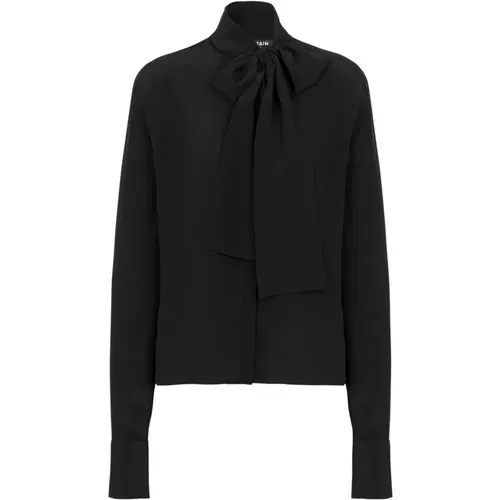 Crepe shirt with bow collar , female, Sizes: M, S - Balmain - Modalova