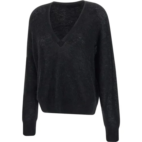 Schwarzer Ball Pullover Alpaka Wolle V-Ausschnitt , Damen, Größe: M - IRO - Modalova