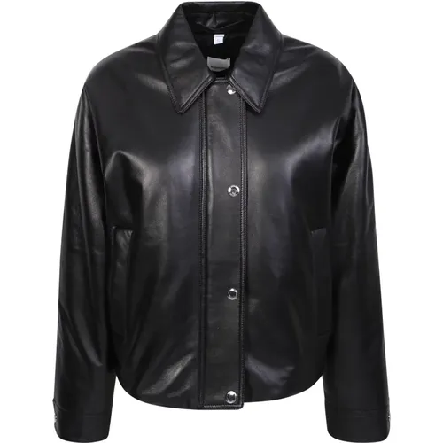 Ayton Nero Leather Jacket , female, Sizes: 2XS - Burberry - Modalova