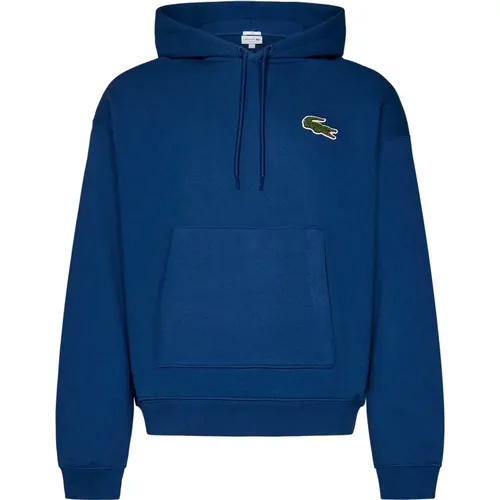 Blaue Krokodil Badge Hoodie , Herren, Größe: M - Lacoste - Modalova