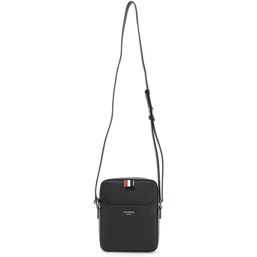 Grained Leather Vertical Camera Bag , male, Sizes: ONE SIZE - Thom Browne - Modalova