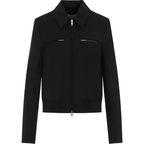 Schwarze Wollbomberjacke , Damen, Größe: 2XS - SPORTMAX - Modalova