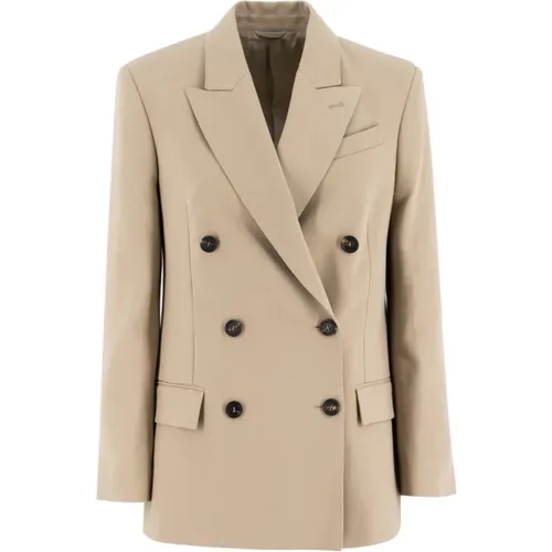 Double Breasted Crepe Cotton Twill Jacket , female, Sizes: M, S, XS - BRUNELLO CUCINELLI - Modalova