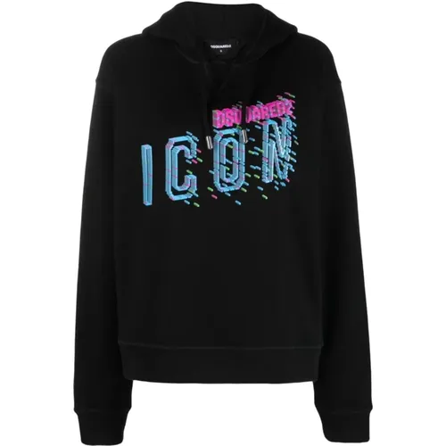 Icon Pixel Cool Fit Hoodie , female, Sizes: S, M, L - Dsquared2 - Modalova