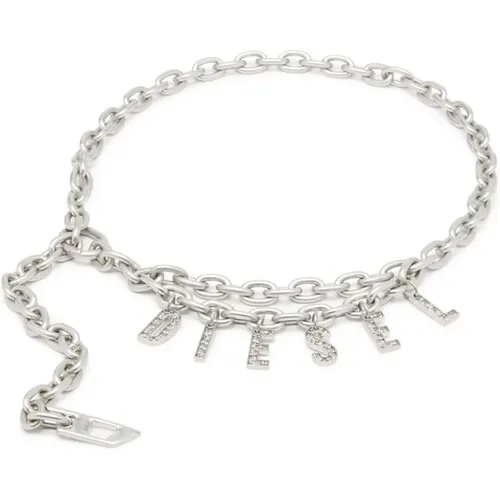 Rhinestone Chain Belt with D Pendant , female, Sizes: ONE SIZE - Diesel - Modalova