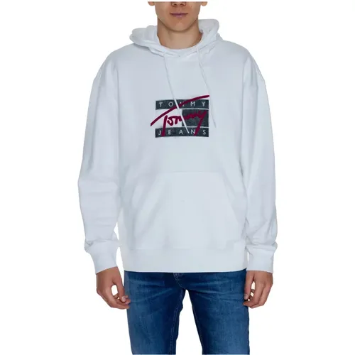 Weiße Kapuzenpullover Herbst/Winter Druck Männer , Herren, Größe: M - Tommy Jeans - Modalova