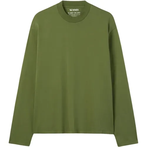 Militärgrünes Langarm-T-Shirt , Herren, Größe: L - Sunnei - Modalova