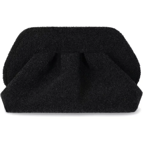 Schwarze Sponge Clutch Tasche mit Leder-Einsätzen , Damen, Größe: ONE Size - THEMOIRè - Modalova