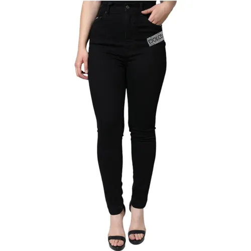 Schwarze Skinny Denim Jeans mit Logo - Dolce & Gabbana - Modalova