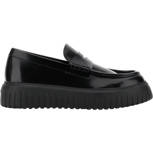 Schwarze flache Schuhe Eleganter Stil , Herren, Größe: 39 1/2 EU - Hogan - Modalova