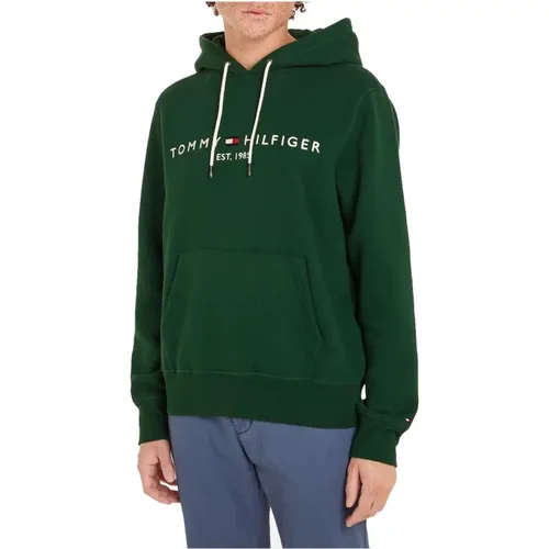 Grüner Logo Hoody Pullover , Herren, Größe: L - Tommy Hilfiger - Modalova