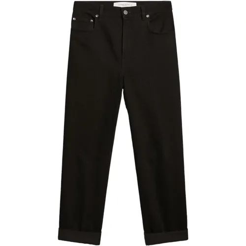 Schwarze Wide Leg Jeans mit Goldstern , Damen, Größe: W26 - Golden Goose - Modalova