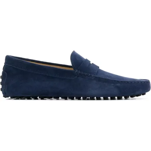 Blaue Wildleder Loafers , Herren, Größe: 46 EU - TOD'S - Modalova