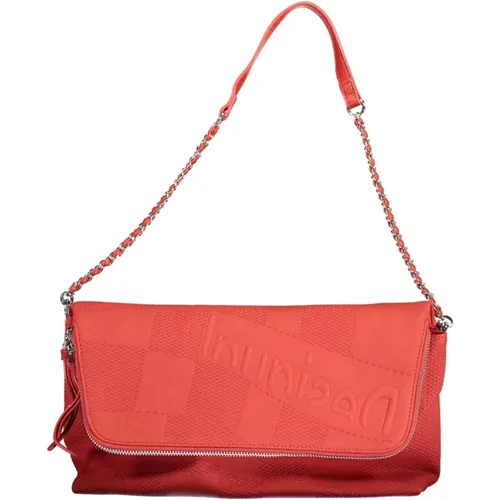 Rote Polyurethan-Handtasche mit abnehmbarem Schulterriemen , Damen, Größe: ONE Size - Desigual - Modalova