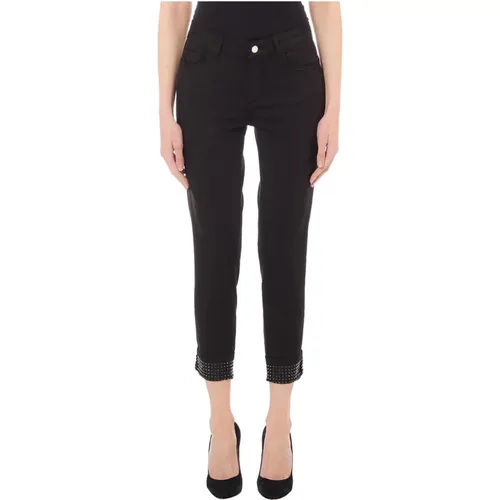 Women's Straight Leg Pants with Logo Plaque , female, Sizes: W28, W26, W27, W25, W32, W29, W30, W24, W31 - Liu Jo - Modalova