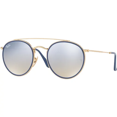 Runde Doppelbrücke Sonnenbrille Blau/Braun , unisex, Größe: 51 MM - Ray-Ban - Modalova