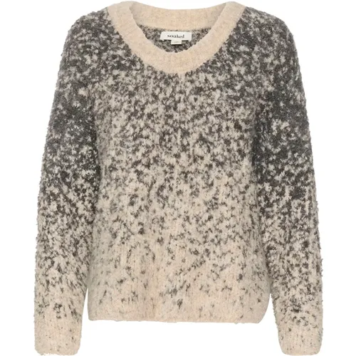 Grauer Jaquard Pullover Sweater - Soaked in Luxury - Modalova