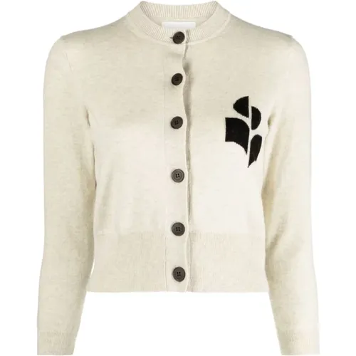 Intarsia-Knit Logo Sweater in Light Grey , female, Sizes: S, XS, 2XS, M - Isabel Marant Étoile - Modalova