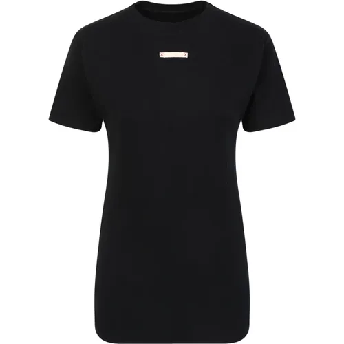 Schwarzes Logo Patch T-Shirt für Männer , Herren, Größe: XL - Maison Margiela - Modalova