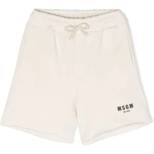 Kinder Weiße Track Shorts mit Logo - MSGM - Modalova