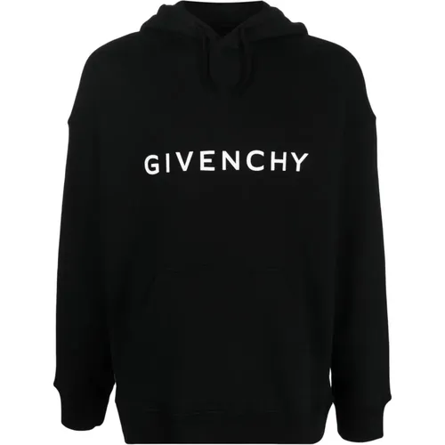 Schwarzer Logo-Print Hoodie,Schwarzer Baumwoll-Logo-Sweatshirt mit Kapuze,Schwarze Pullover für Männer - Givenchy - Modalova