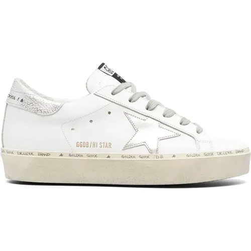 Silberne Hi Star Sneakers,Weiße Ledersneaker für Frauen - Golden Goose - Modalova