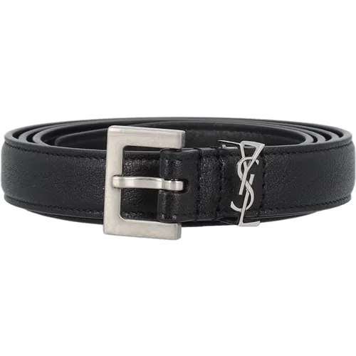 Cassandre Thin Leather Belt , male, Sizes: 100 CM - Saint Laurent - Modalova