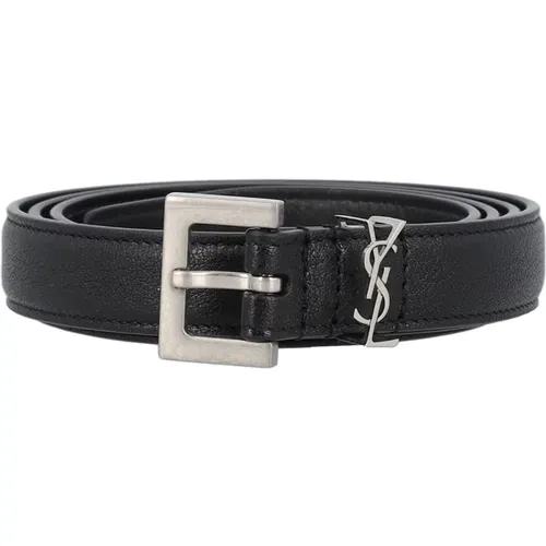 Cassandre Thin Leather Belt , male, Sizes: 90 CM, 95 CM, 100 CM - Saint Laurent - Modalova