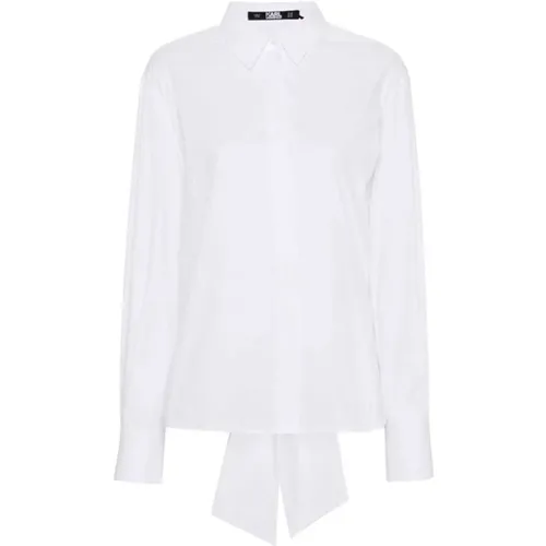 Weißes Bio-Baumwoll-Popelinehemd , Damen, Größe: 2XS - Karl Lagerfeld - Modalova