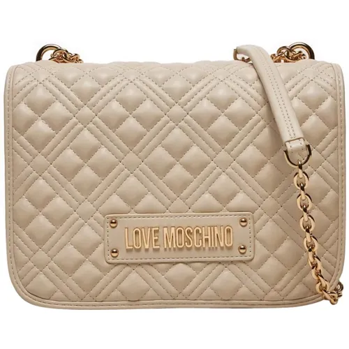 Gepolsterte Pu-Schultertasche Elfenbein - Love Moschino - Modalova