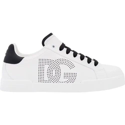 Perforierte Logo Leder Sneakers , Herren, Größe: 40 EU - Dolce & Gabbana - Modalova