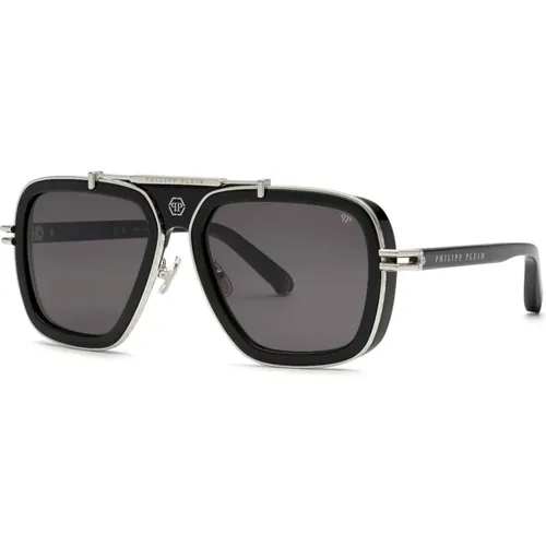 Metal and Acetate Sungles with Polyester Cr39 Lens , unisex, Sizes: 57 MM - Philipp Plein - Modalova