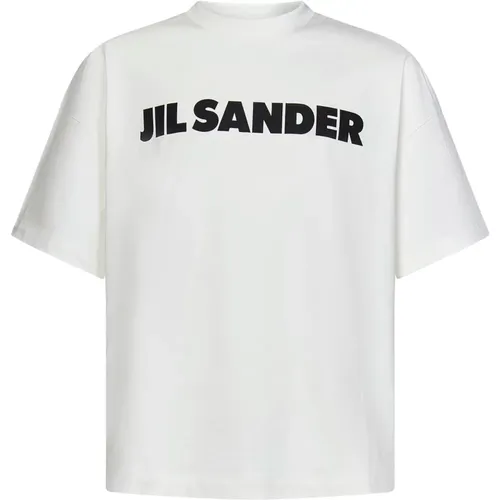 Weißes Baumwoll-T-Shirt mit Logo-Print - Jil Sander - Modalova