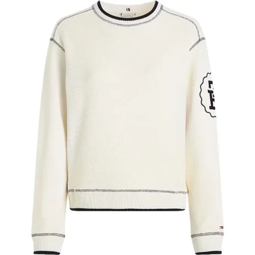 Regular FIT Sweatshirt Woven With TH Monogram , female, Sizes: XS, S, M, L - Tommy Hilfiger - Modalova