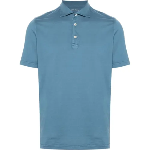 Blaues Polo-Shirt Baumwoll-Jersey - Fedeli - Modalova