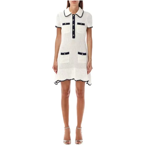 Crochet Polo Mini Dress Cream , female, Sizes: S - Self Portrait - Modalova