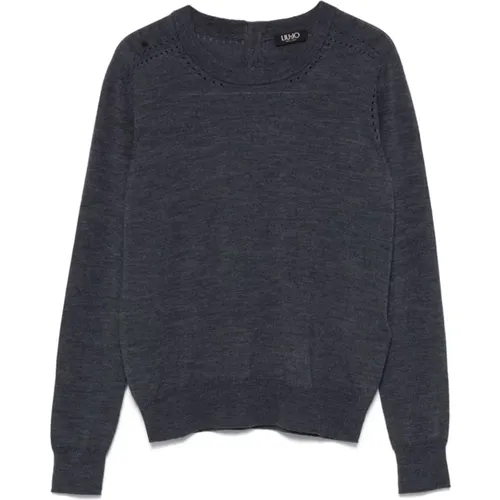 Grey Wool Knit Sweater , female, Sizes: L, XL, M - Liu Jo - Modalova