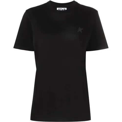 Schwarzes Star Damen T-Shirt,T-Shirts,Normales T-Shirt mit Sternenlogo - Golden Goose - Modalova