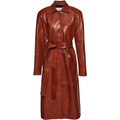 Camel Leather Coat , female, Sizes: S - Magda Butrym - Modalova