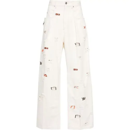 Bestickte Denim Jeans mit Ripped Details , Herren, Größe: W32 - Isabel marant - Modalova