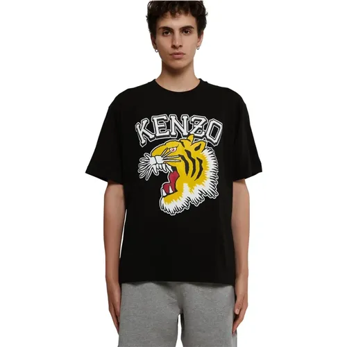 Schwarzes Tiger Varsity T-Shirt , Herren, Größe: L - Kenzo - Modalova