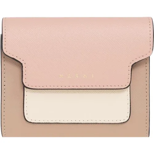 Leather Wallet/Card Holder , female, Sizes: ONE SIZE - Marni - Modalova