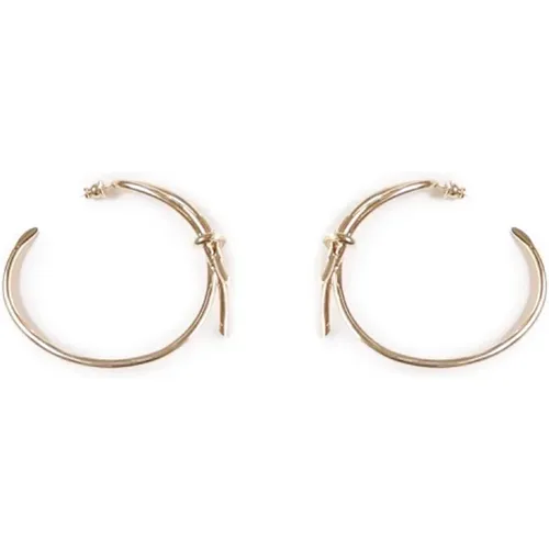 Golden Brass Hoop Earrings , female, Sizes: ONE SIZE - Salvatore Ferragamo - Modalova