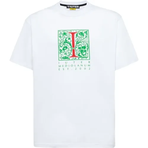 Italienisches Baumwoll-T-Shirt mit Maxi Logo Print - Iuter - Modalova