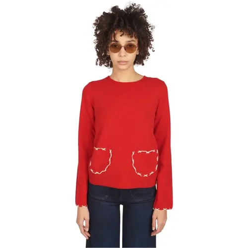 Roter Crew-Neck Sweater mit Vordertaschen , Damen, Größe: XS - Comme des Garçons - Modalova