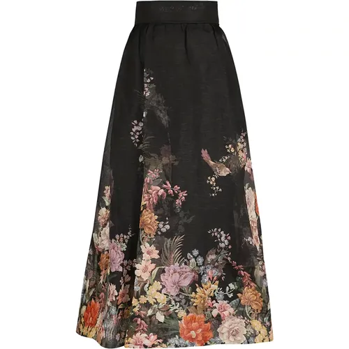 Black Silk Linen Skirt Elegant , female, Sizes: XS - Zimmermann - Modalova