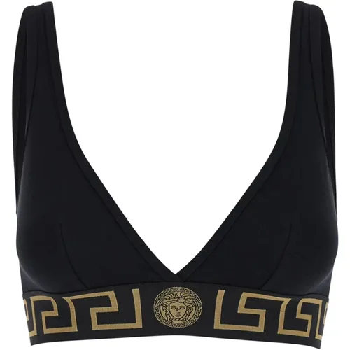 Schwarzer Sport-BH mit V-Ausschnitt - Versace - Modalova