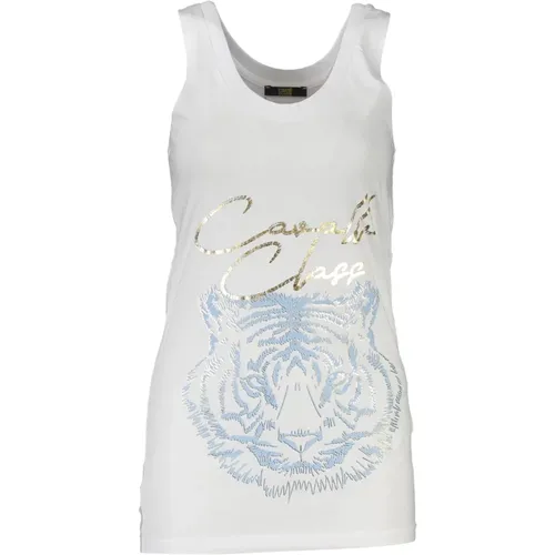 Damen Tank Top Weiß Rundhals , Damen, Größe: M - Cavalli Class - Modalova