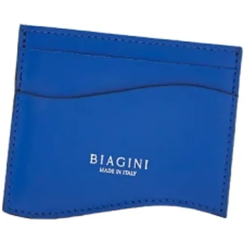 Blauer Leder Kreditkartenhalter , unisex, Größe: ONE Size - Biagini - Modalova
