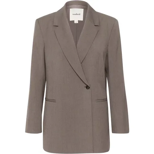 Oversize Blazer Jacket Morel Melange , female, Sizes: XS, 2XL, S, XL, L, M - Soaked in Luxury - Modalova